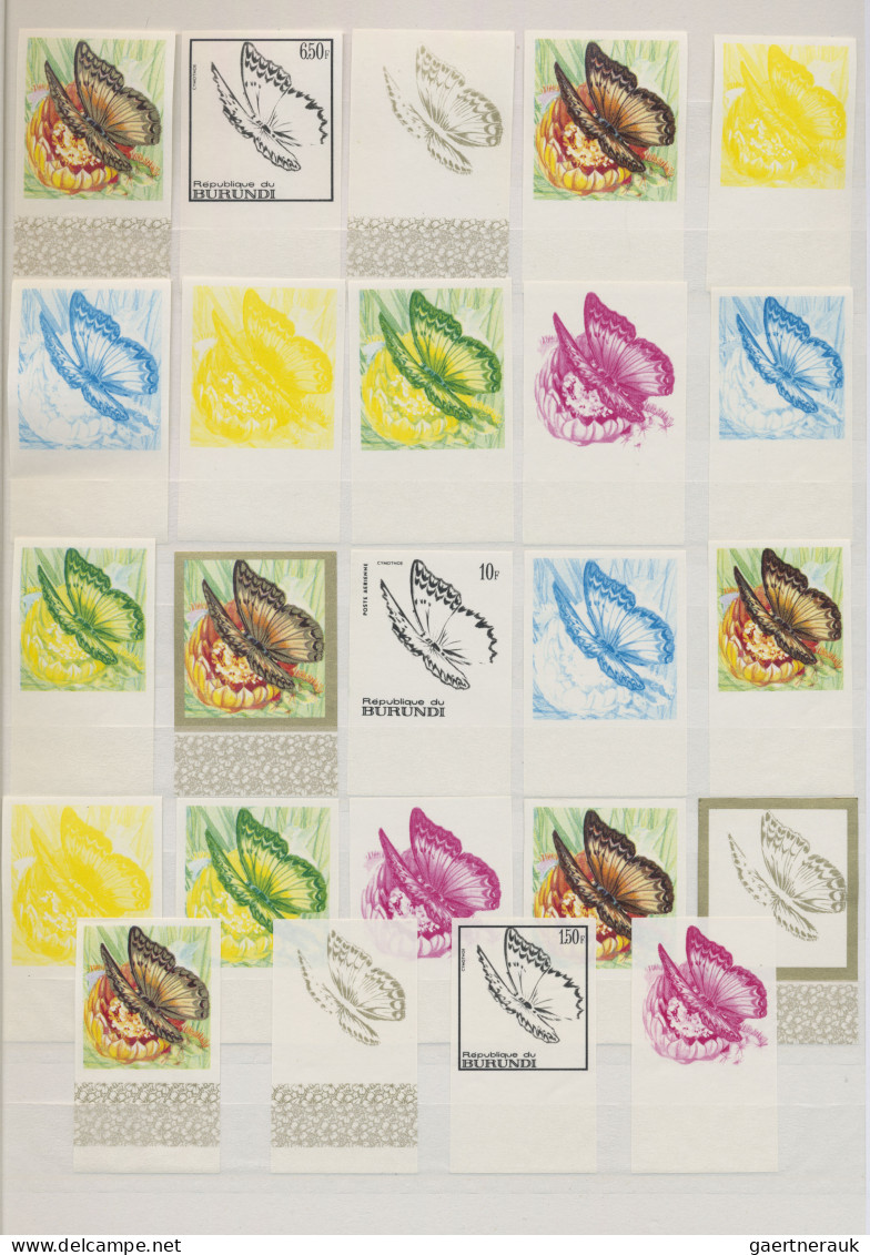 Thematics: Animals-butterflies: 1968, Burundi Butterflies, Collection Of 201 Imp - Vlinders