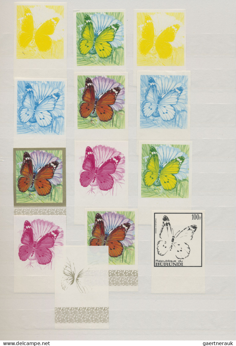 Thematics: Animals-butterflies: 1968, Burundi Butterflies, Collection Of 201 Imp - Vlinders