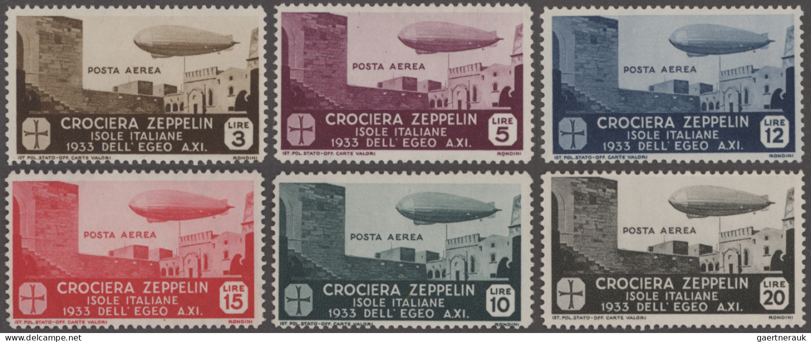 Thematics: Zeppelin: 1933, Zeppelin Stamps "Trip To Italy", Lot Of Three Mint Se - Zeppelins