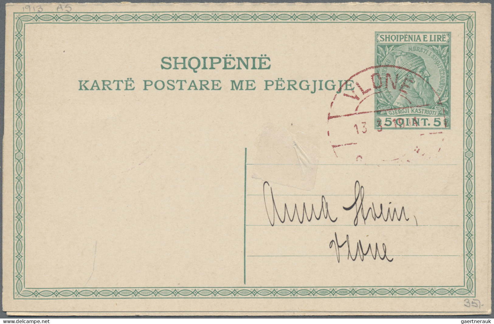 Albania - Postal Stationery: 1913, Postal Cards "Skanderberg", Lot Of Eight Card - Albanie