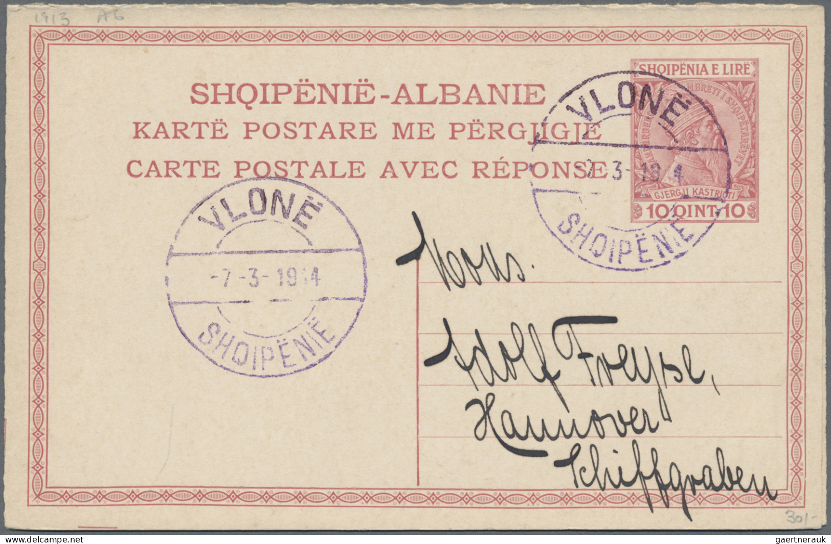 Albania - Postal Stationery: 1913, Postal Cards "Skanderberg", Lot Of Eight Card - Albanië