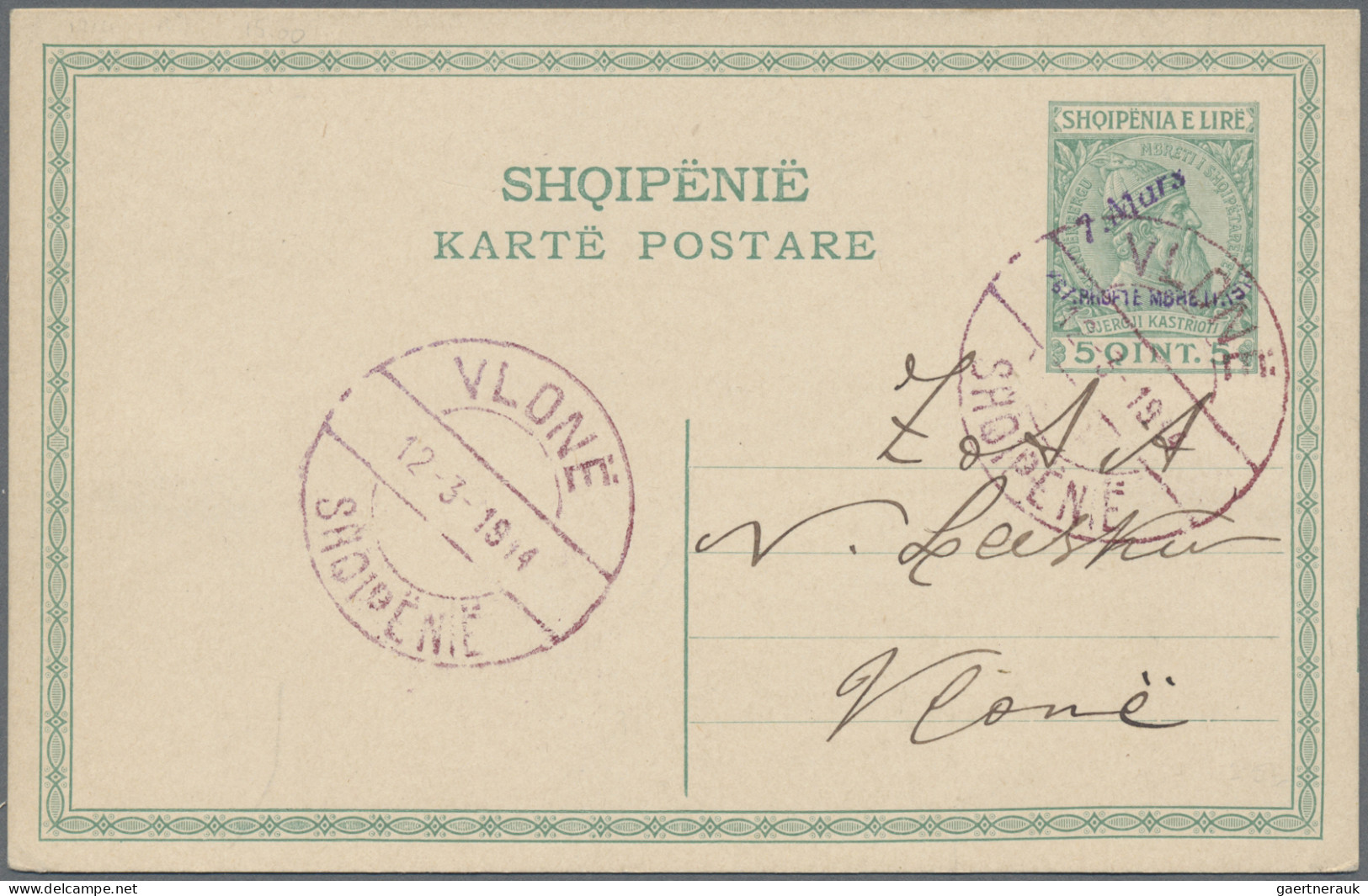 Albania - Postal Stationery: 1913/1914, Postal Cards "Skanderberg", Lot Of Eight - Albanien