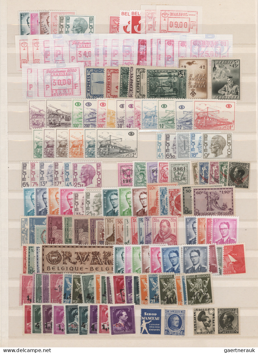 Belgium: 1880/1980 (ca.), Miscellaneous Assortment On Stockpages, Incl. Early Es - Colecciones