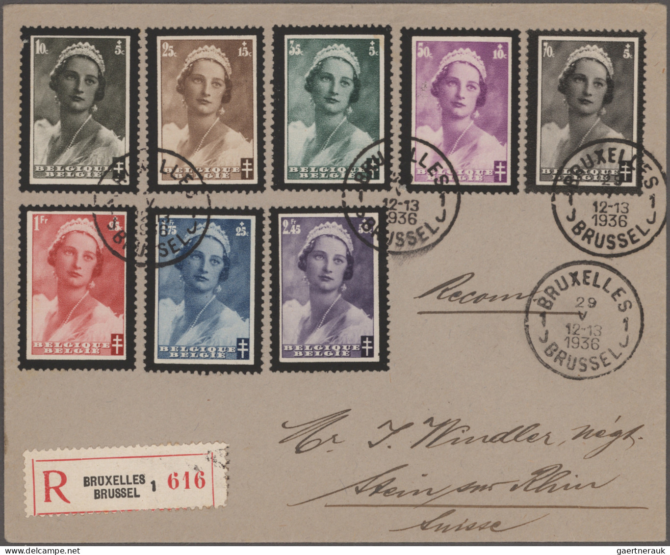 Belgium: 1928/1936 Lot Of 18 Covers And Postcards From Belgium To Switzerland. - Collections