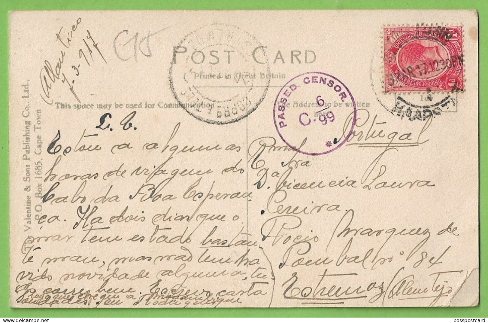 Cape Town - St. James C. B. - Cape Of Good Hope - South Africa - História Postal - Stamps - Timbres - Censure England - Afrique Du Sud