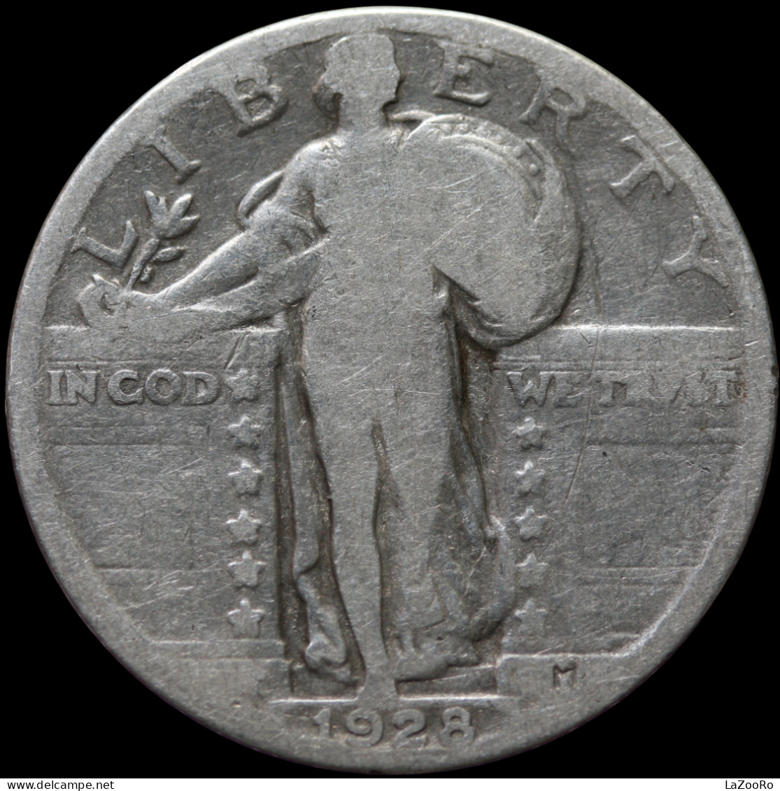 LaZooRo: United States Of America 1/4 Quarter Dollar 1928 F - Silver - 1916-1930: Standing Liberty (Liberté Debout)
