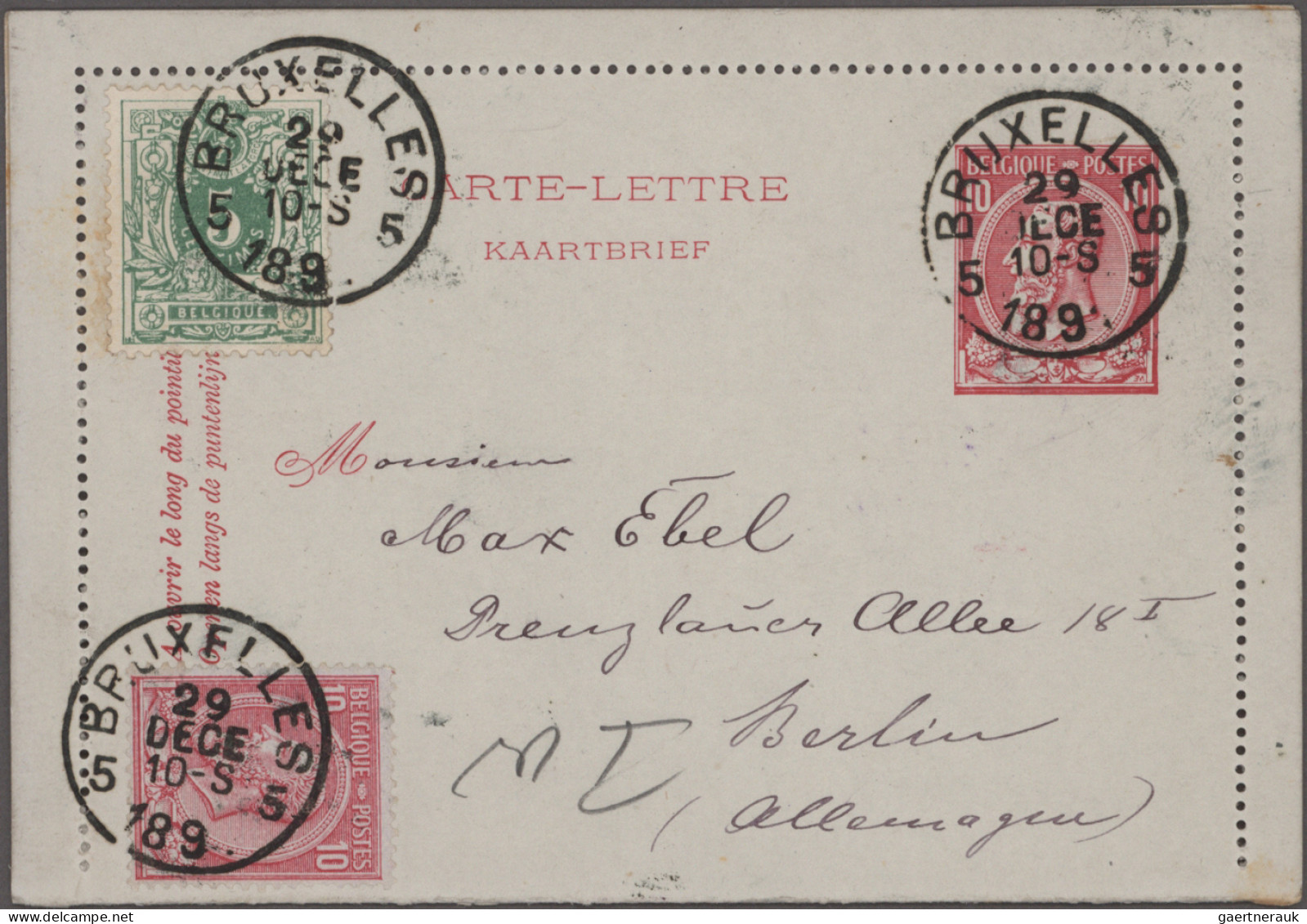 Belgium - Postal Stationery: 1872/1892, Lot Of 16 Mainly Used Stationeries, Plus - Other & Unclassified