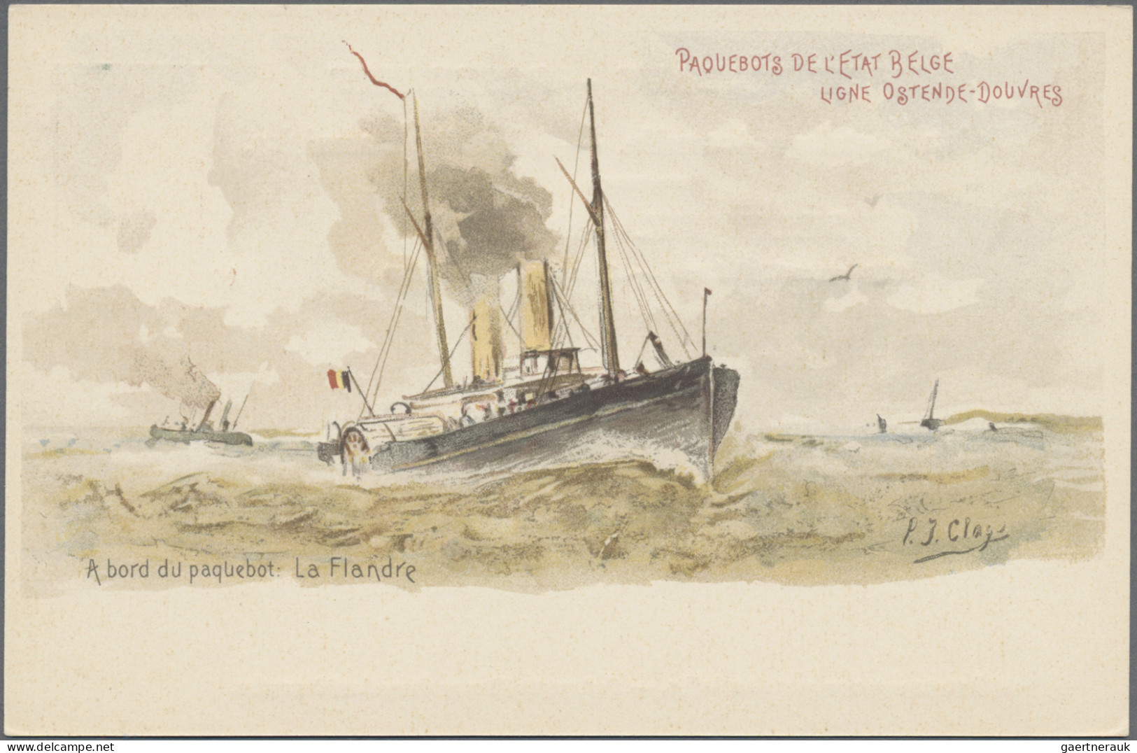 Belgium - Postal Stationery: 1900, Steamer Pictorial Card: Leopold 10c. Red-brow - Other & Unclassified