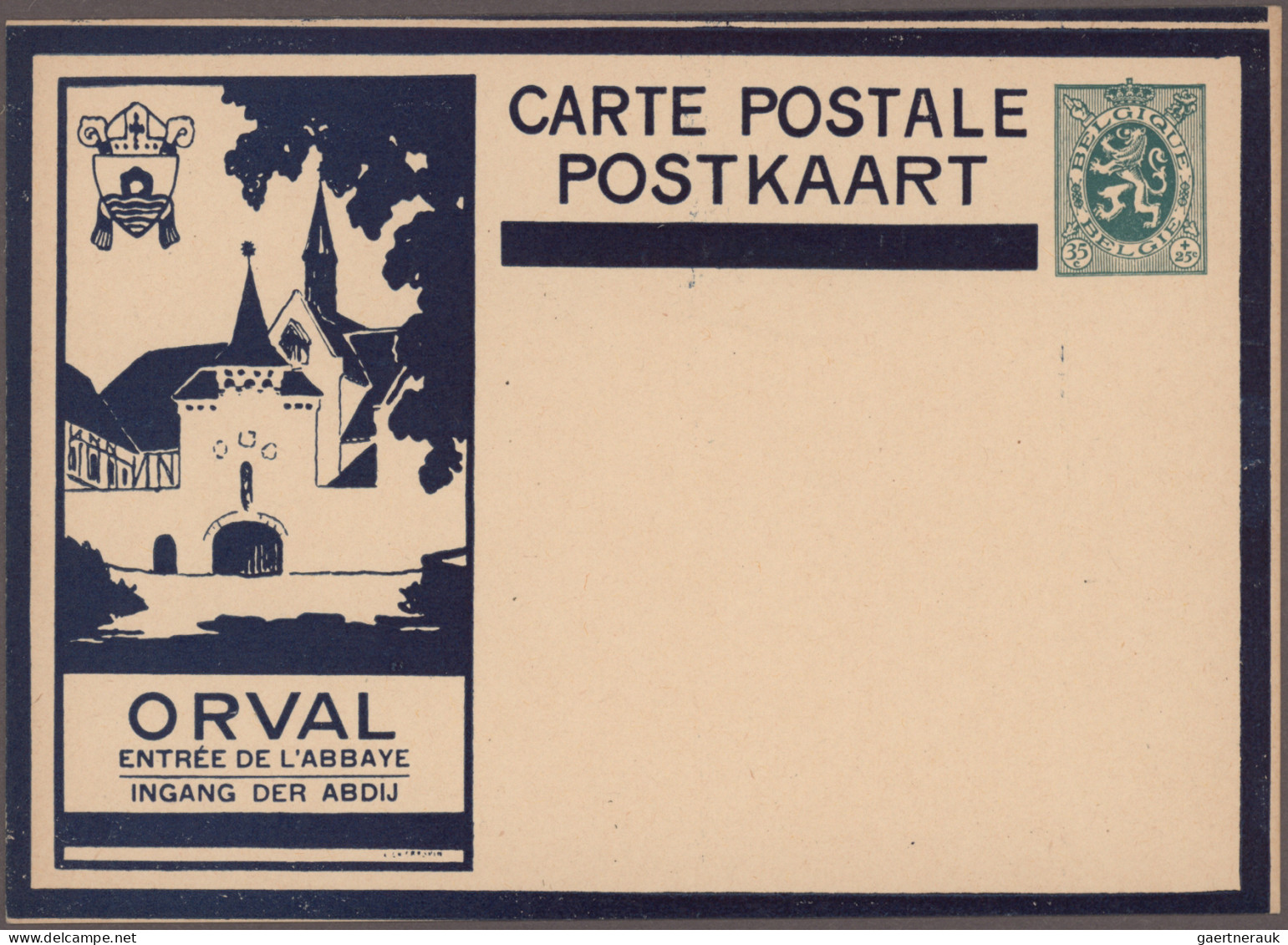 Belgium - Postal Stationery: 1929, Orval Pictorial Card, Lion 35c.+25c. Green, I - Altri & Non Classificati