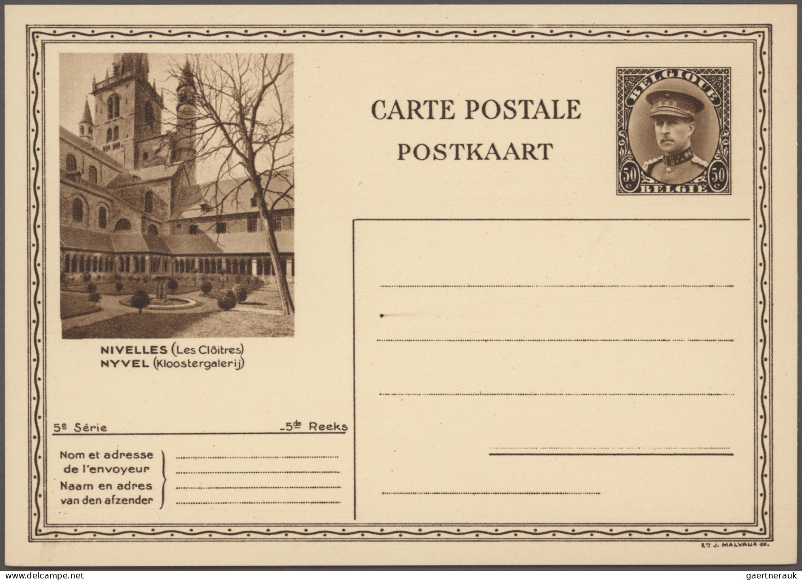 Belgium - Postal Stationery: 1931/1933, King Albert Pictorial Cards, Three Compl - Other & Unclassified