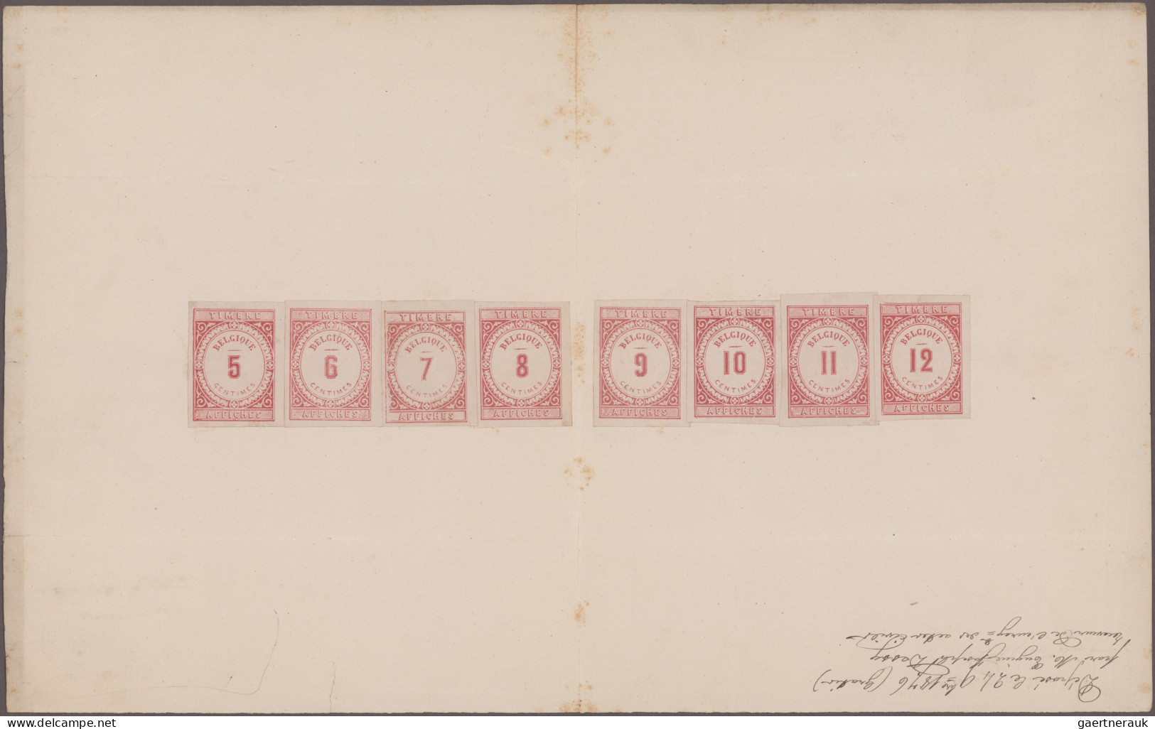 Belgium - Specialities: 1876, Fiscal Stamp "TIMBRE AFFICHES" Imperf. In Rose-car - Otros