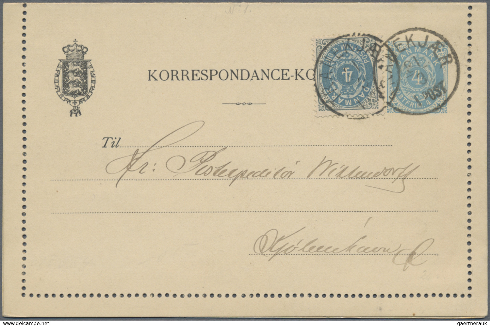 Denmark: 1878/1893, Group Of Four Entires, Therof Three Uprated Stationeries (De - Other & Unclassified