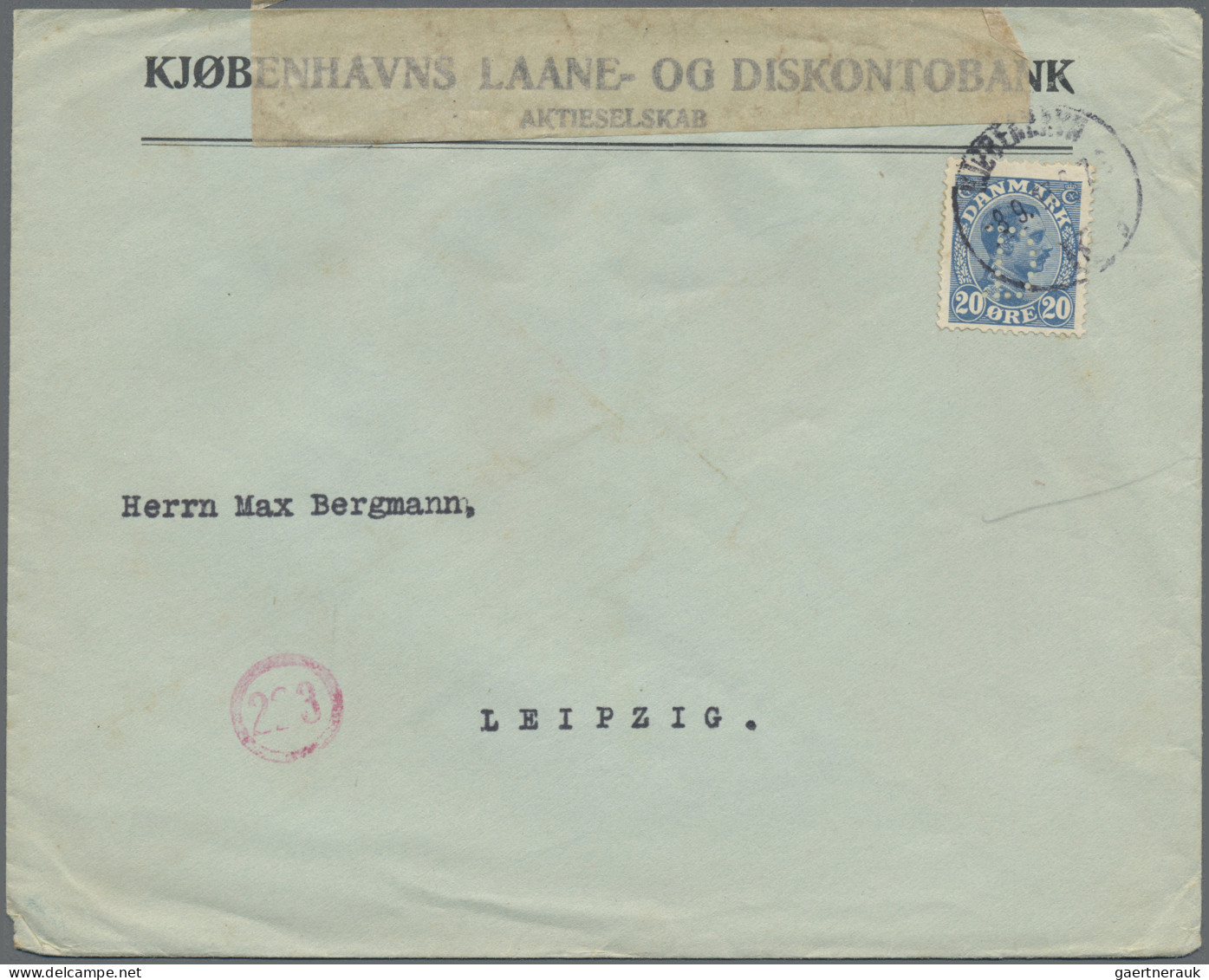 Denmark: 1914/1962, Perfins, lot of 21 covers/cards plus some pieces/fragment.