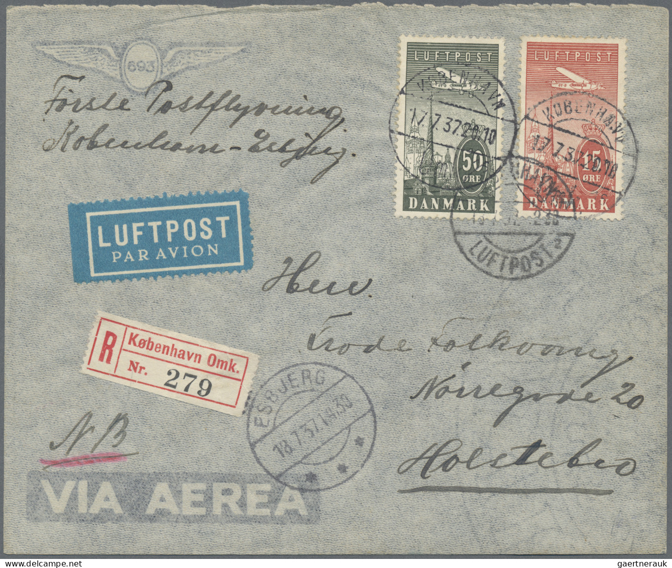 Denmark: 1932/1942, Lot Of Twelve Airmail Covers/cards, Mainly Franked With 1934 - Otros & Sin Clasificación