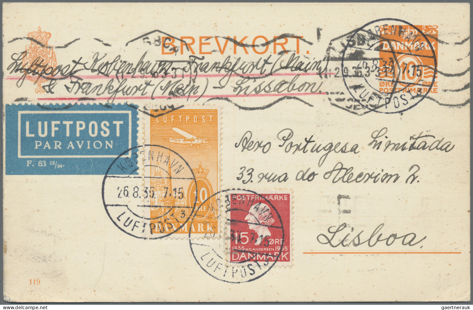 Denmark: 1932/1942, Lot Of Twelve Airmail Covers/cards, Mainly Franked With 1934 - Autres & Non Classés