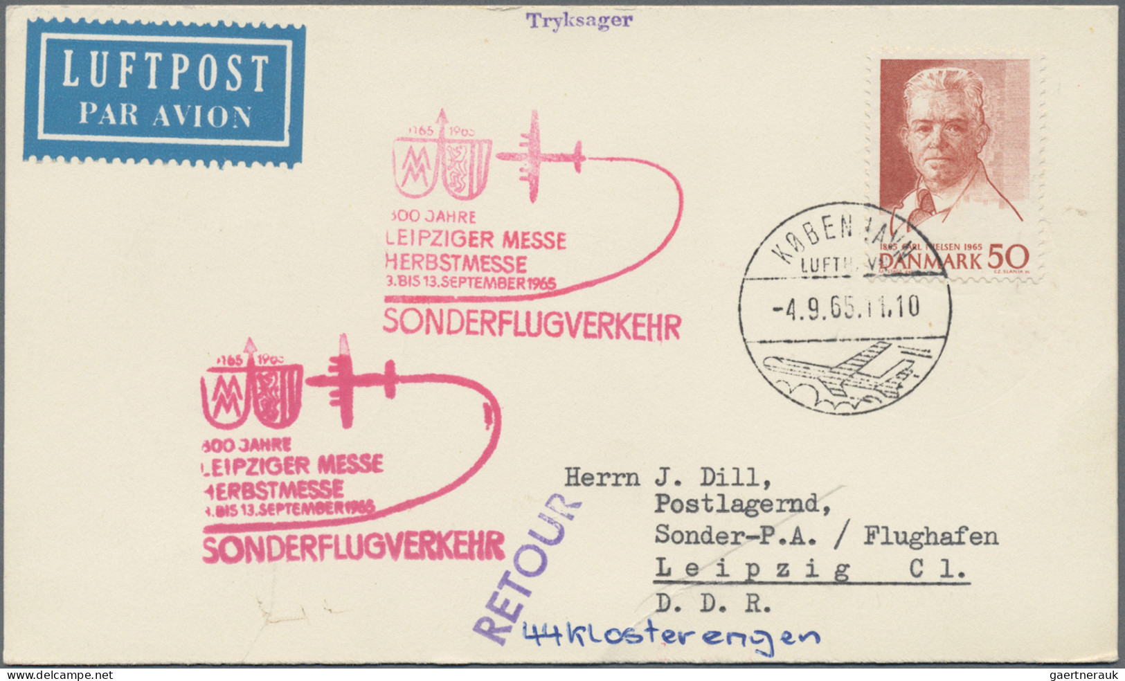 Denmark: 1936/1978, assortment of apprx. 140 airmail covers/cards, showing espec