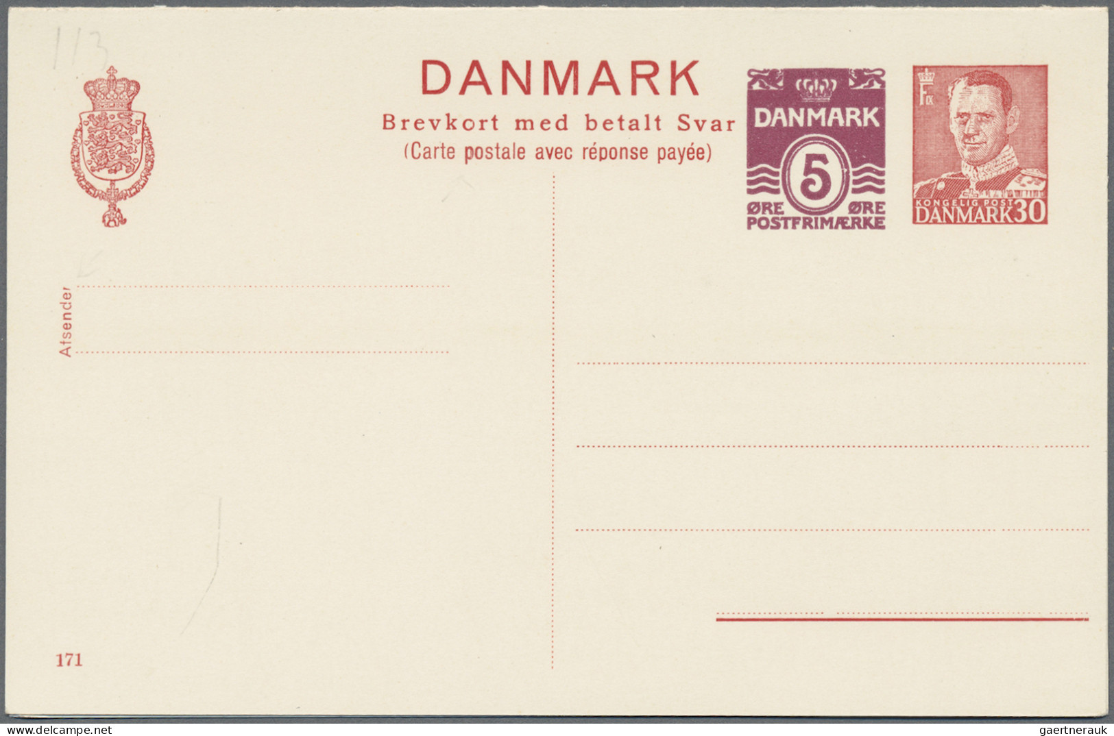 Denmark - Postal Stationery: 1885/1965 (ca.), Reply Cards (Double Cards), Collec - Interi Postali