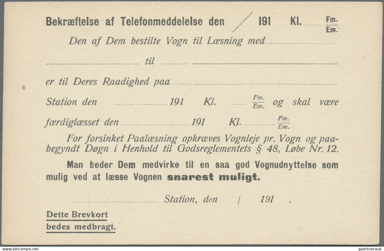 Denmark - Postal Stationery: 1910/1975 (ca.), Postal Cards Of National Railway, - Interi Postali