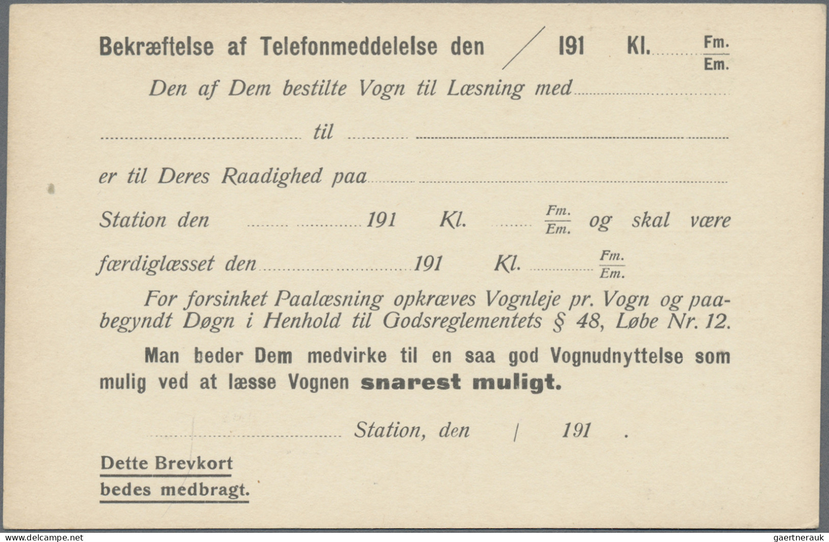 Denmark - Postal Stationery: 1910/1975 (ca.), Postal Cards Of National Railway, - Postal Stationery