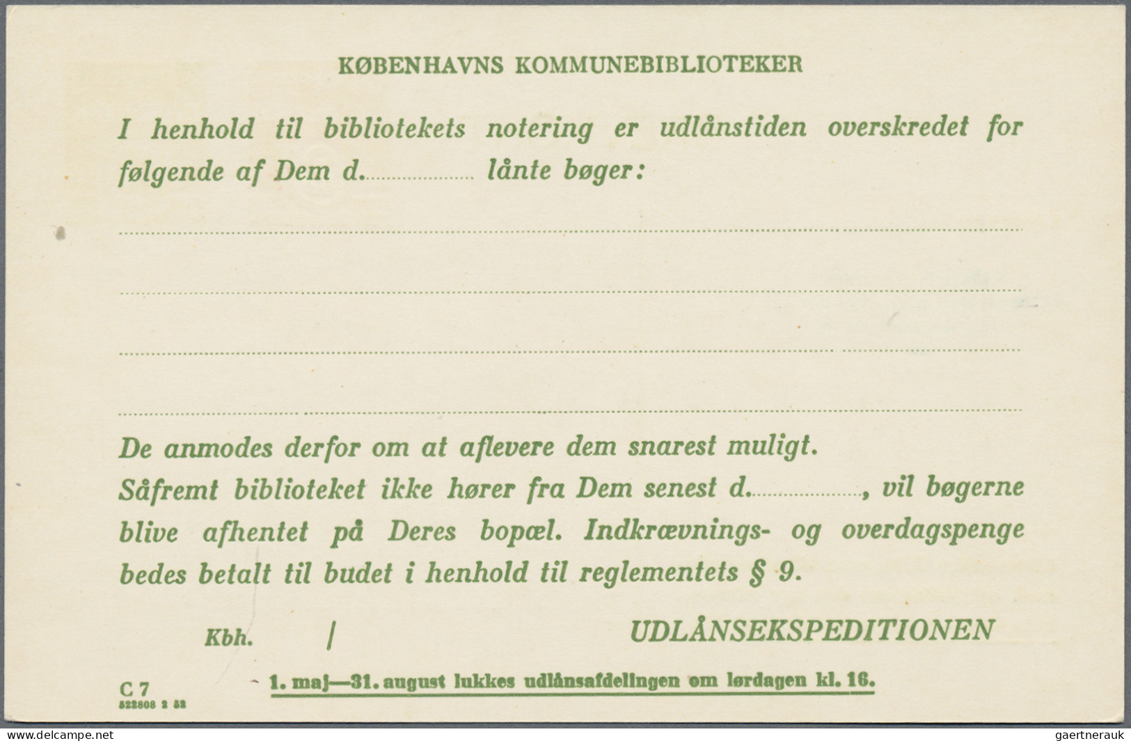 Denmark - Postal Stationery: 1929/1964, Postal Cards Of Copenhagen Library, Coll - Interi Postali