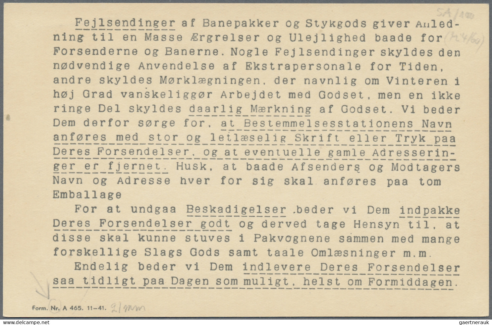 Denmark - Postal Stationery: 1938/1978 (ca.), Postal Cards Of National Railway, - Postal Stationery