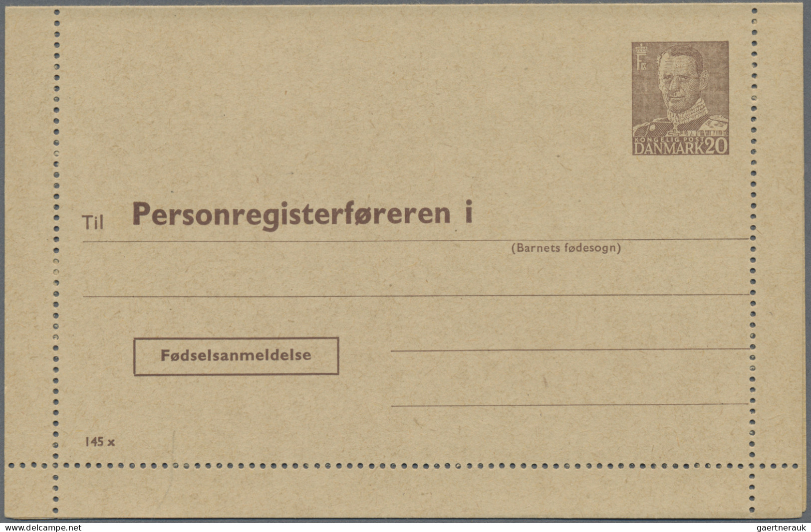 Denmark - postal stationery: 1953/1965, Letter Cards for Population Register, lo