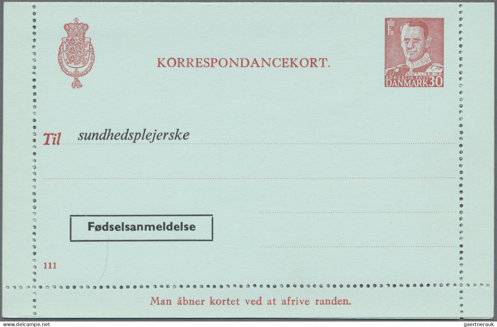 Denmark - postal stationery: 1953/1965, Letter Cards for Population Register, lo