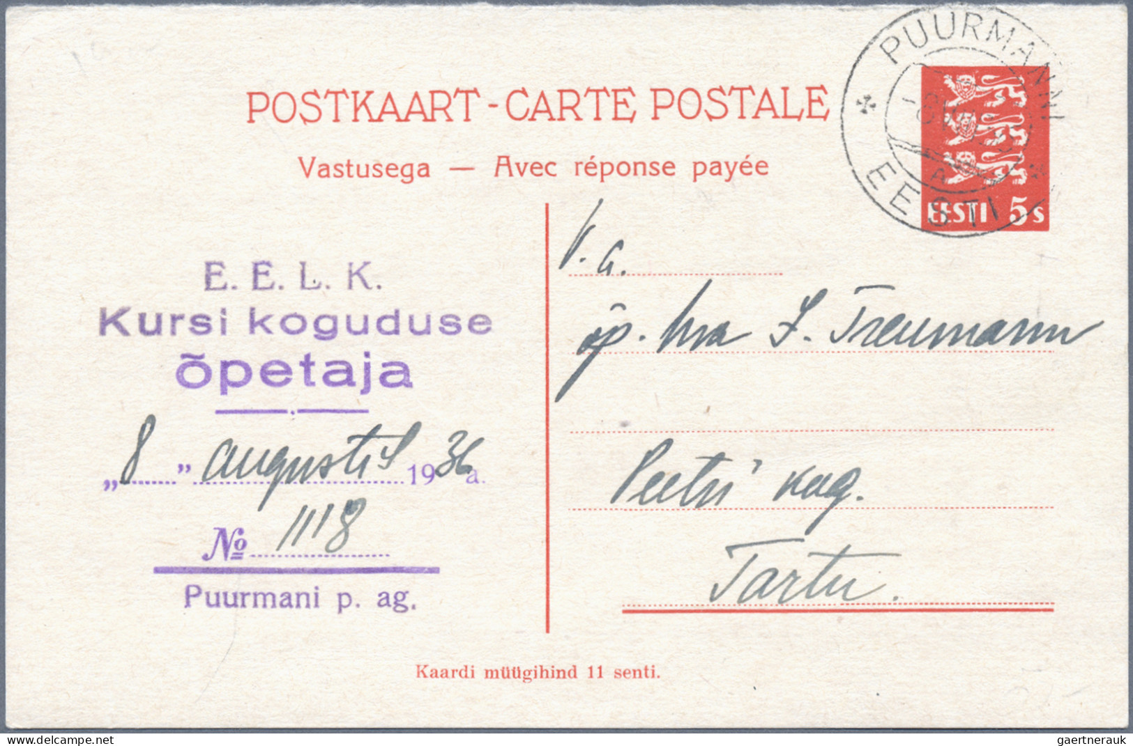 Estonia - Postal Stationery: 1923/1938, Lot Of Twelve Commercially Used Statione - Estonia