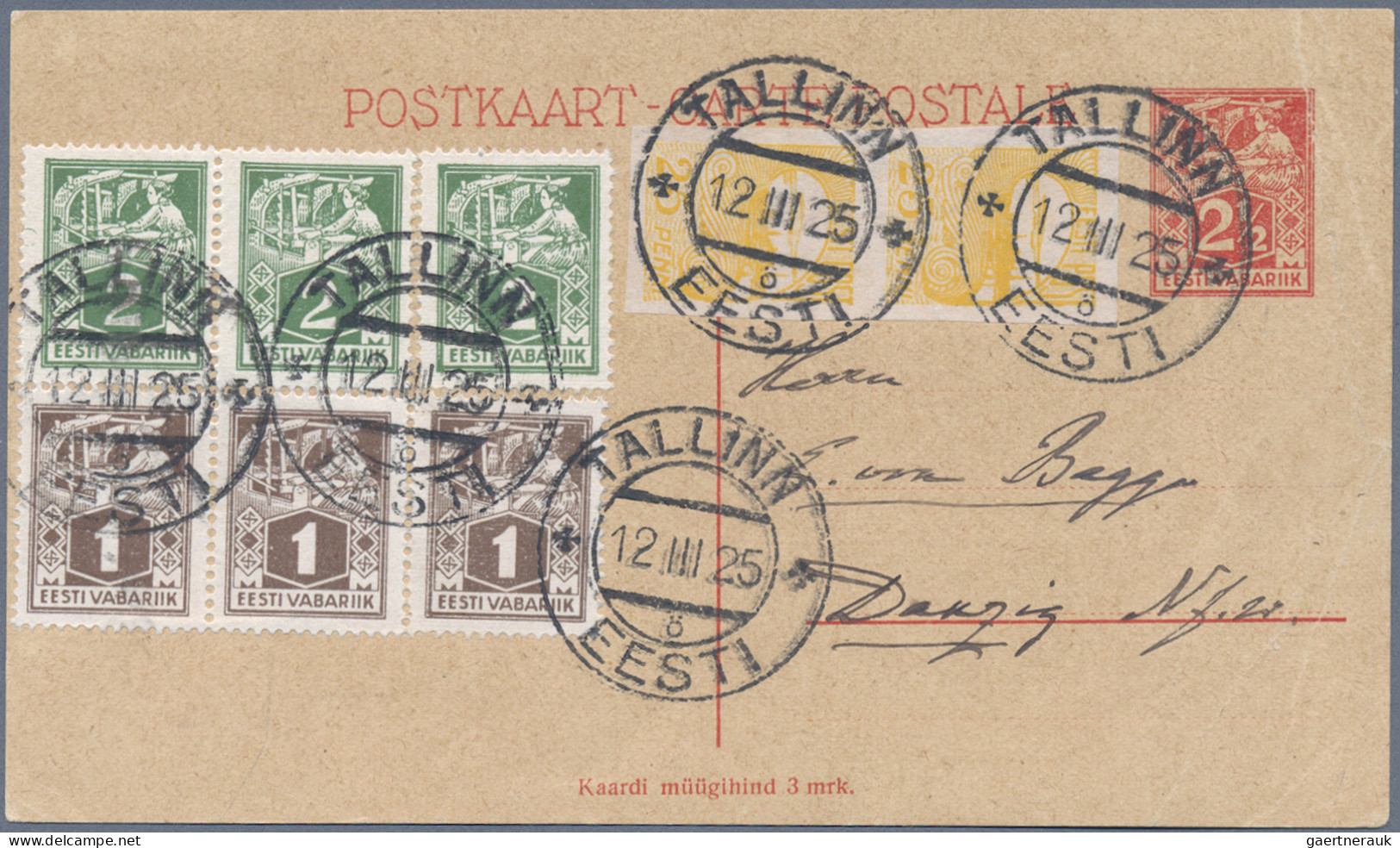 Estonia - postal stationery: 1923/1938, lot of twelve commercially used statione