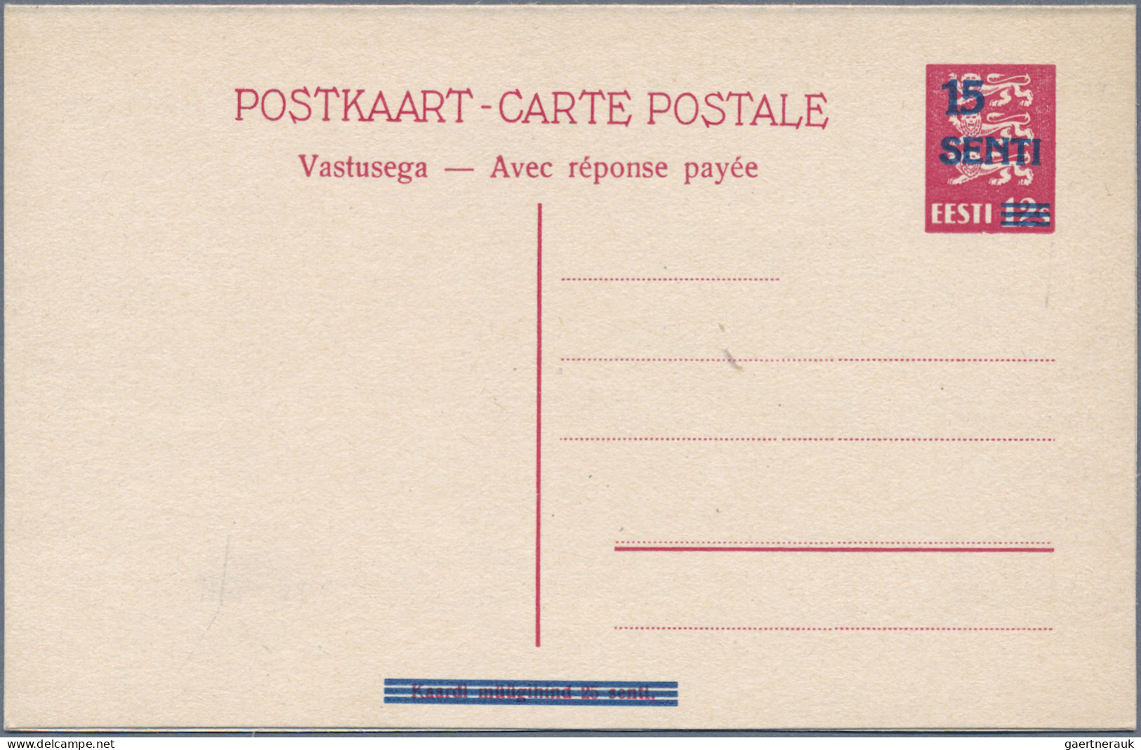 Estonia - Postal Stationery: 1923/1940, Collection Of 19 Different Unused Statio - Estonie