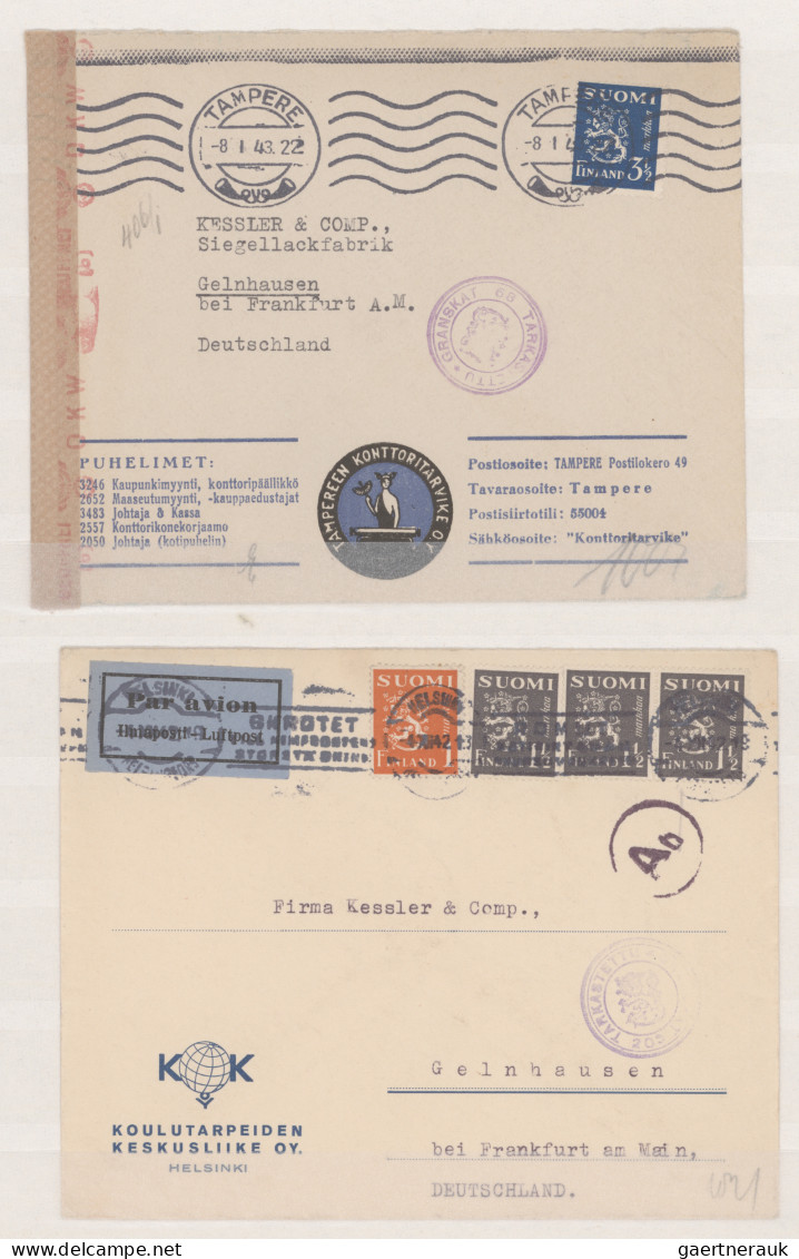 Finland: 1880/1943, Assortment Of Eleven Covers/cards, Incl. 1882 5p. Salmon Fou - Lettres & Documents