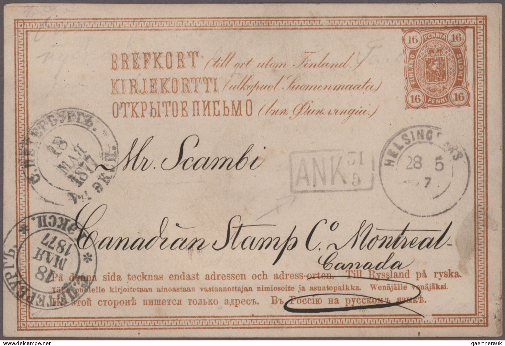 Finland - Postal Stationery: 1877/1901: Postal Stationery Card 16p. Brown Used F - Postwaardestukken