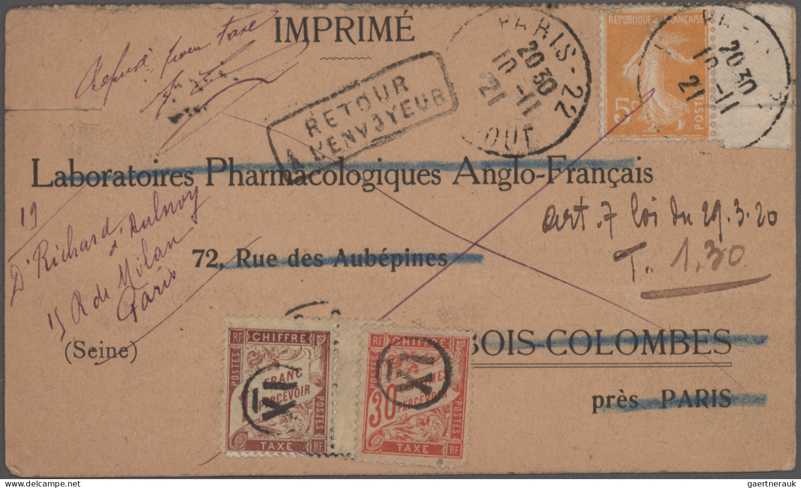 France: 1815/1949, Lot Of 56 Covers/cards, Varied Condition/postal Wear, Incl. N - Collezioni