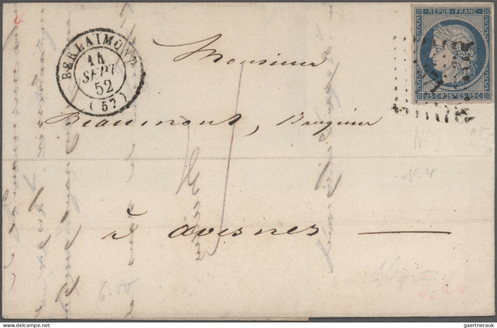 France: 1852/1874, Assortment Of Apprx. 188 Letters Bearing Frankings Ceres+Napo - Collections