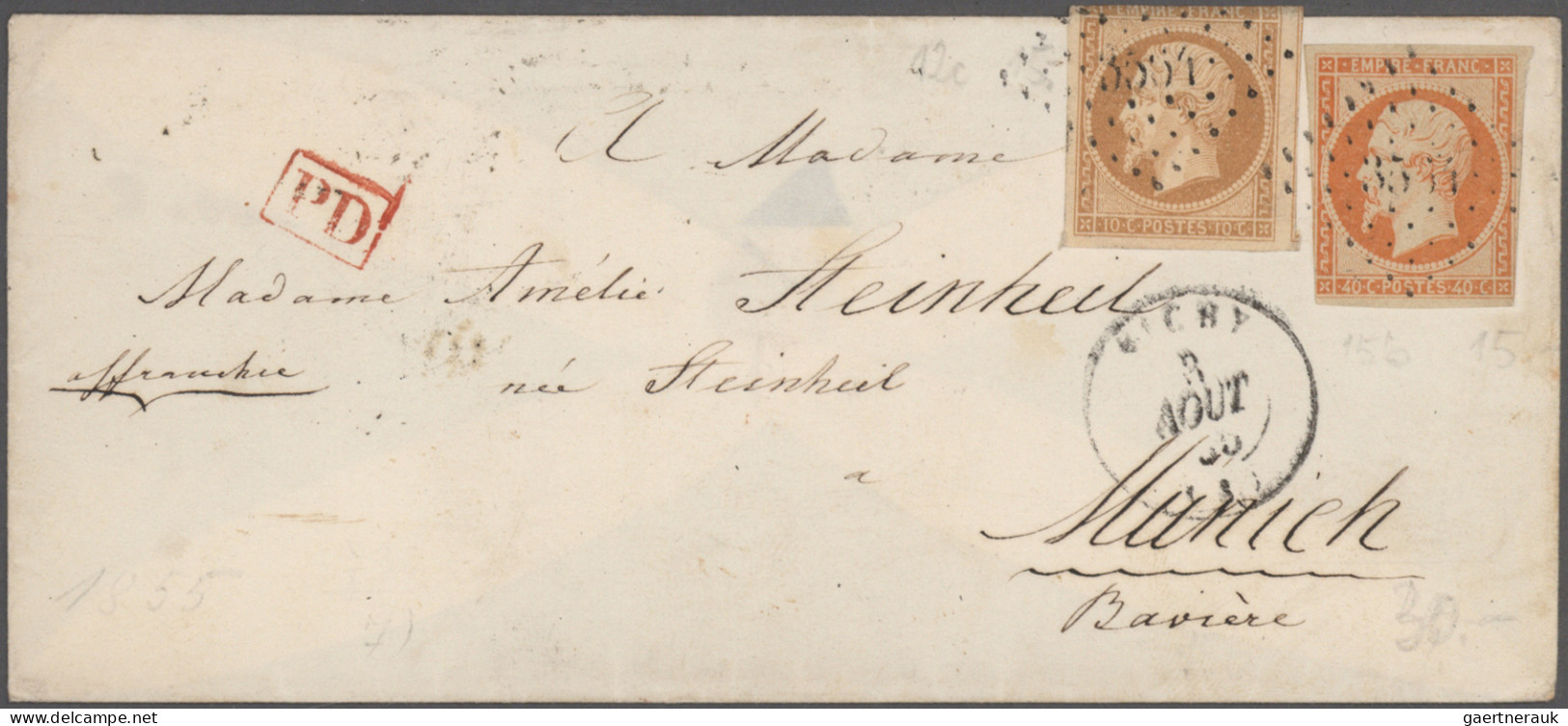 France: 1852/1874, Assortment Of Apprx. 188 Letters Bearing Frankings Ceres+Napo - Collections