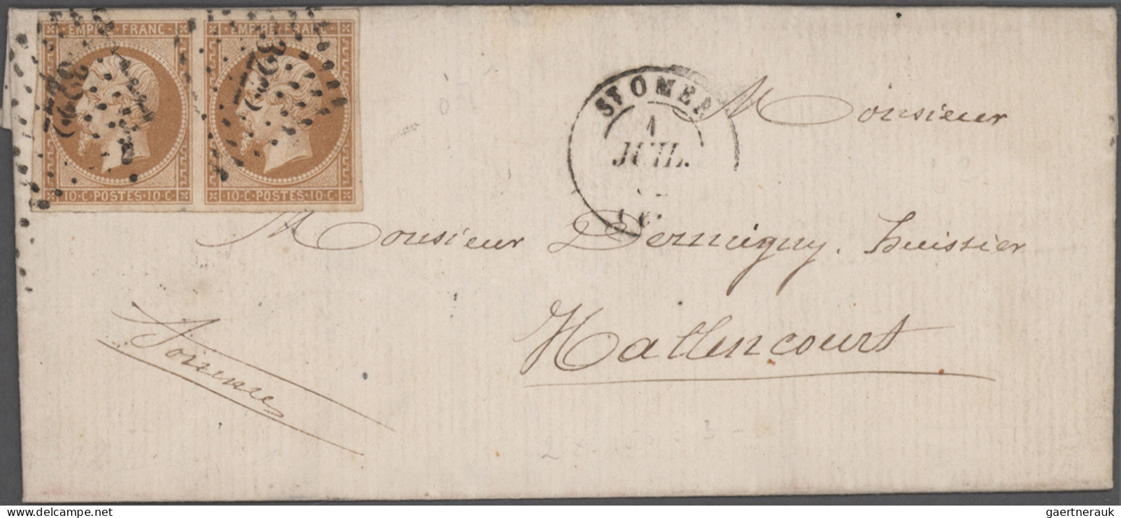 France: 1852/1874, Assortment Of Apprx. 188 Letters Bearing Frankings Ceres+Napo - Collezioni