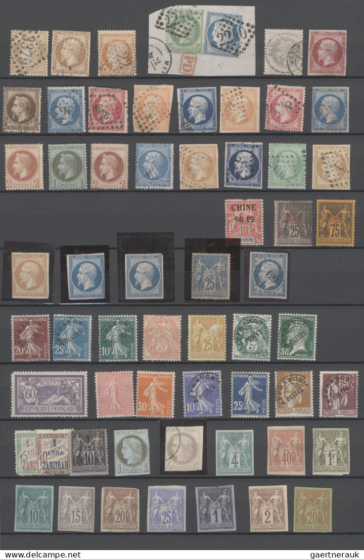 France: 1853/1920 (ca.), France+some Colonies, Used And Unused Assortment Of 60 - Collezioni