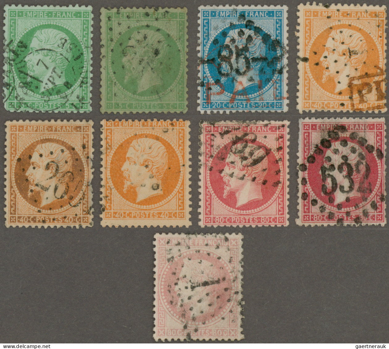 France: 1862/1871 Napoleon Group Of 14 Covers And 9 Used Stamps, With Single Mul - Collections