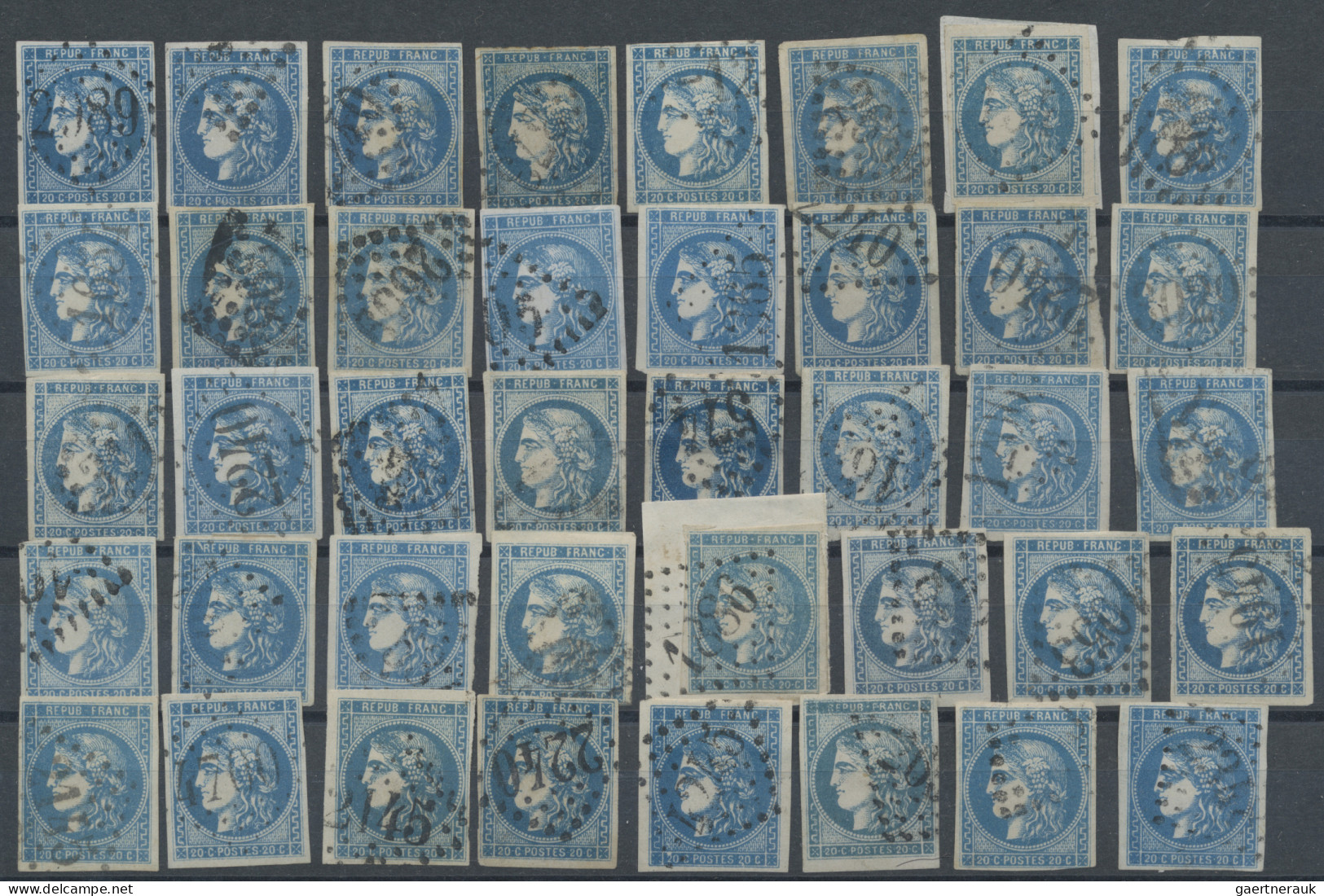 France: 1870/1871, BORDEAUX 20c. Blue, Specialised Assortment/collection Of Appr - Sammlungen