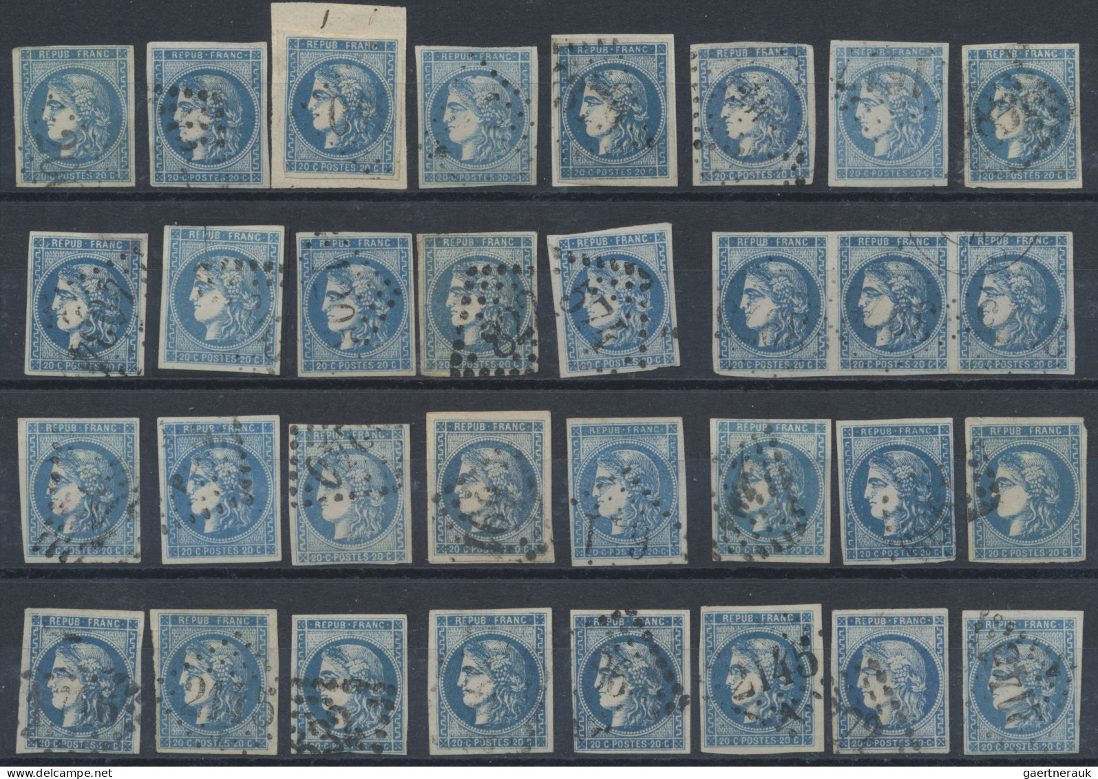 France: 1870/1871, BORDEAUX 20c. Blue, Specialised Assortment/collection Of Appr - Sammlungen