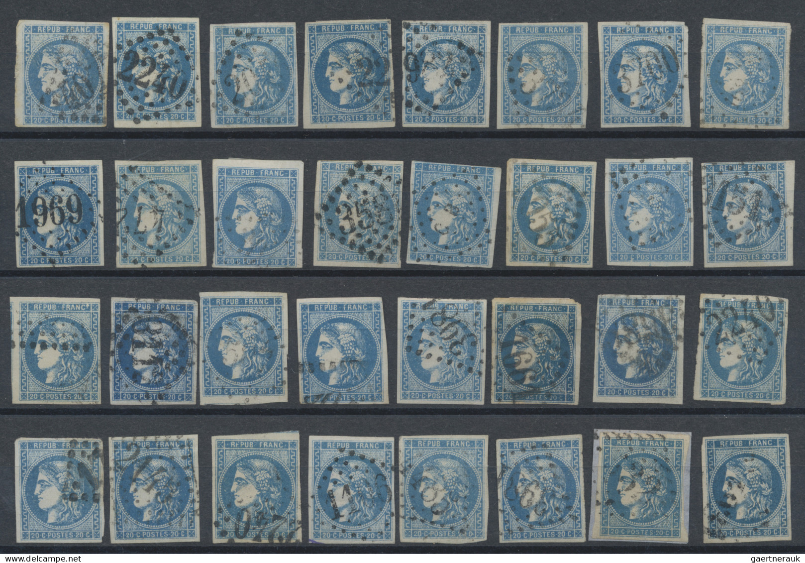 France: 1870/1871, BORDEAUX 20c. Blue, Specialised Assortment/collection Of Appr - Verzamelingen