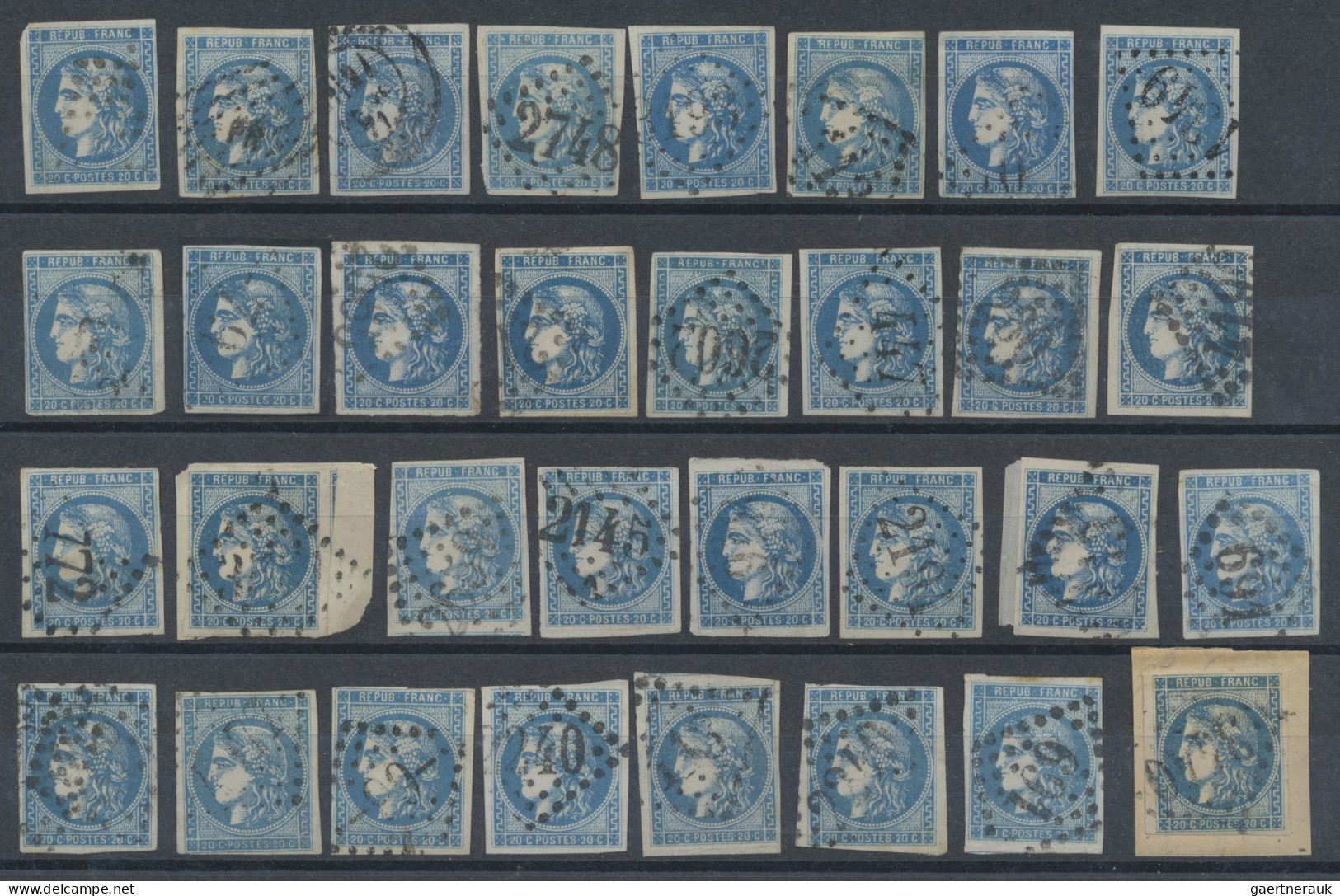 France: 1870/1871, BORDEAUX 20c. Blue, Specialised Assortment/collection Of Appr - Verzamelingen