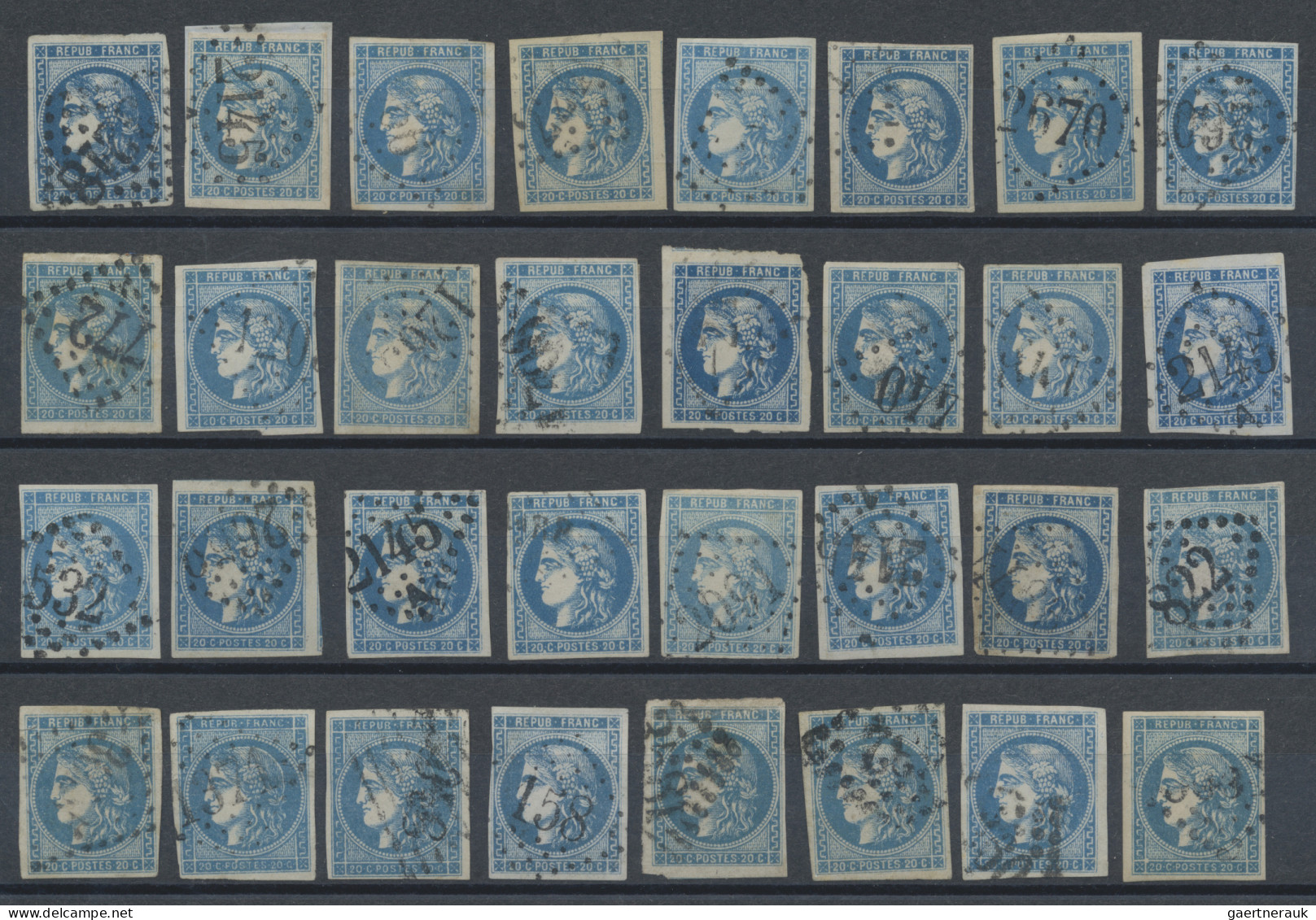France: 1870/1871, BORDEAUX 20c. blue, specialised assortment/collection of appr
