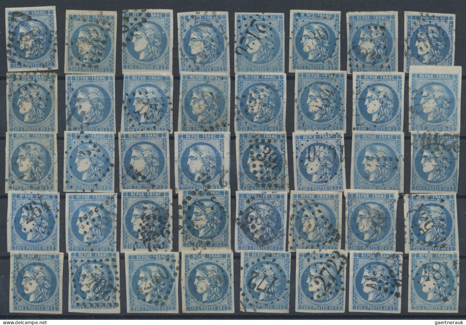 France: 1870/1871, BORDEAUX 20c. blue, specialised assortment/collection of appr