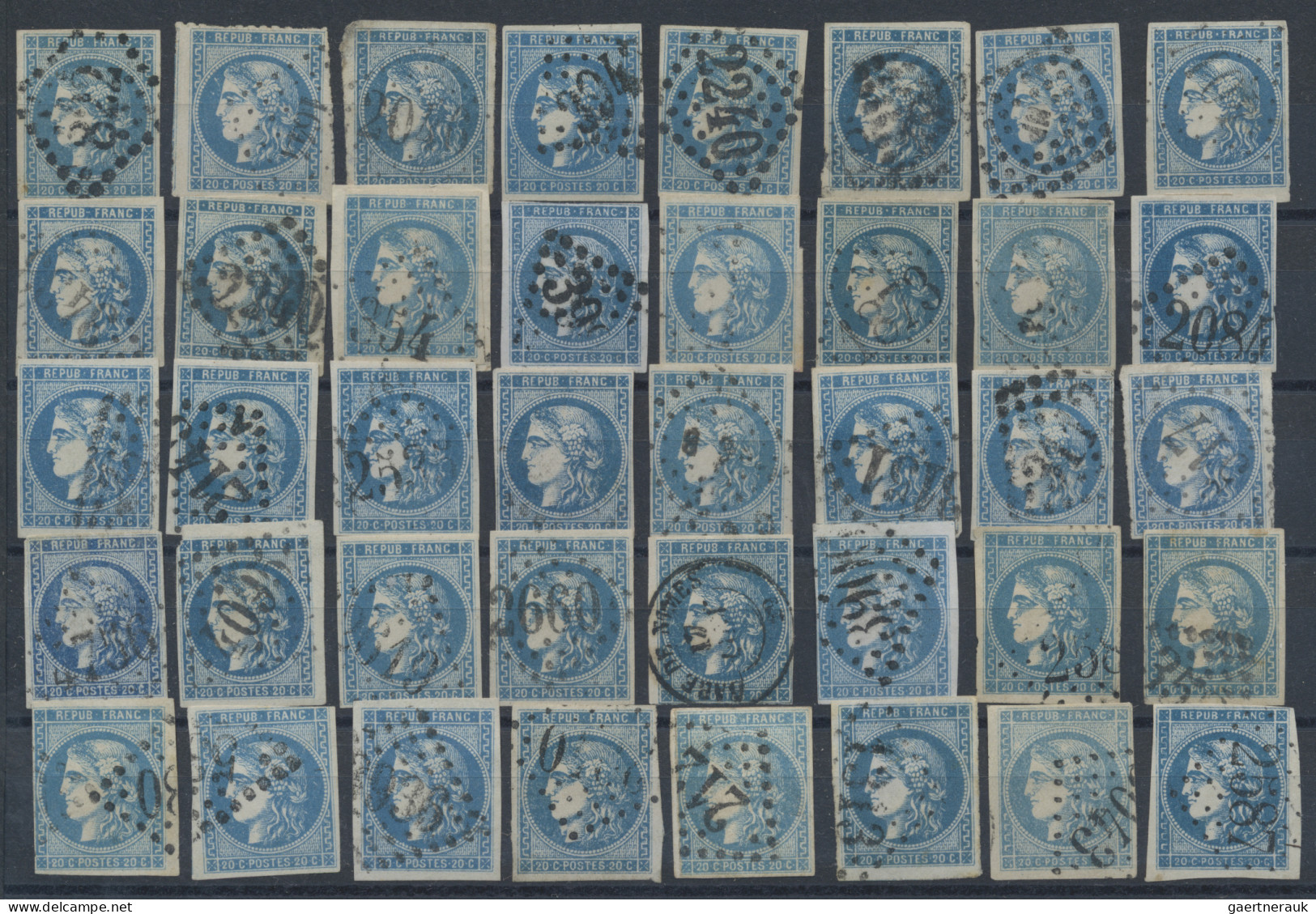 France: 1870/1871, BORDEAUX 20c. blue, specialised assortment/collection of appr