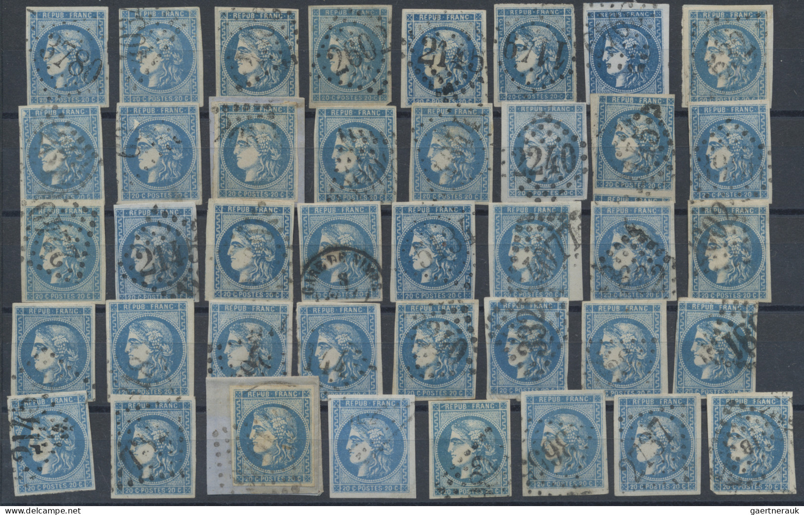 France: 1870/1871, BORDEAUX 20c. blue, specialised assortment/collection of appr