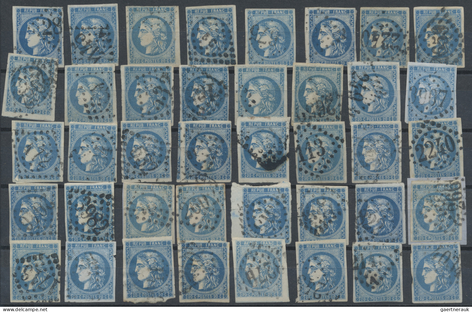 France: 1870/1871, BORDEAUX 20c. blue, specialised assortment/collection of appr