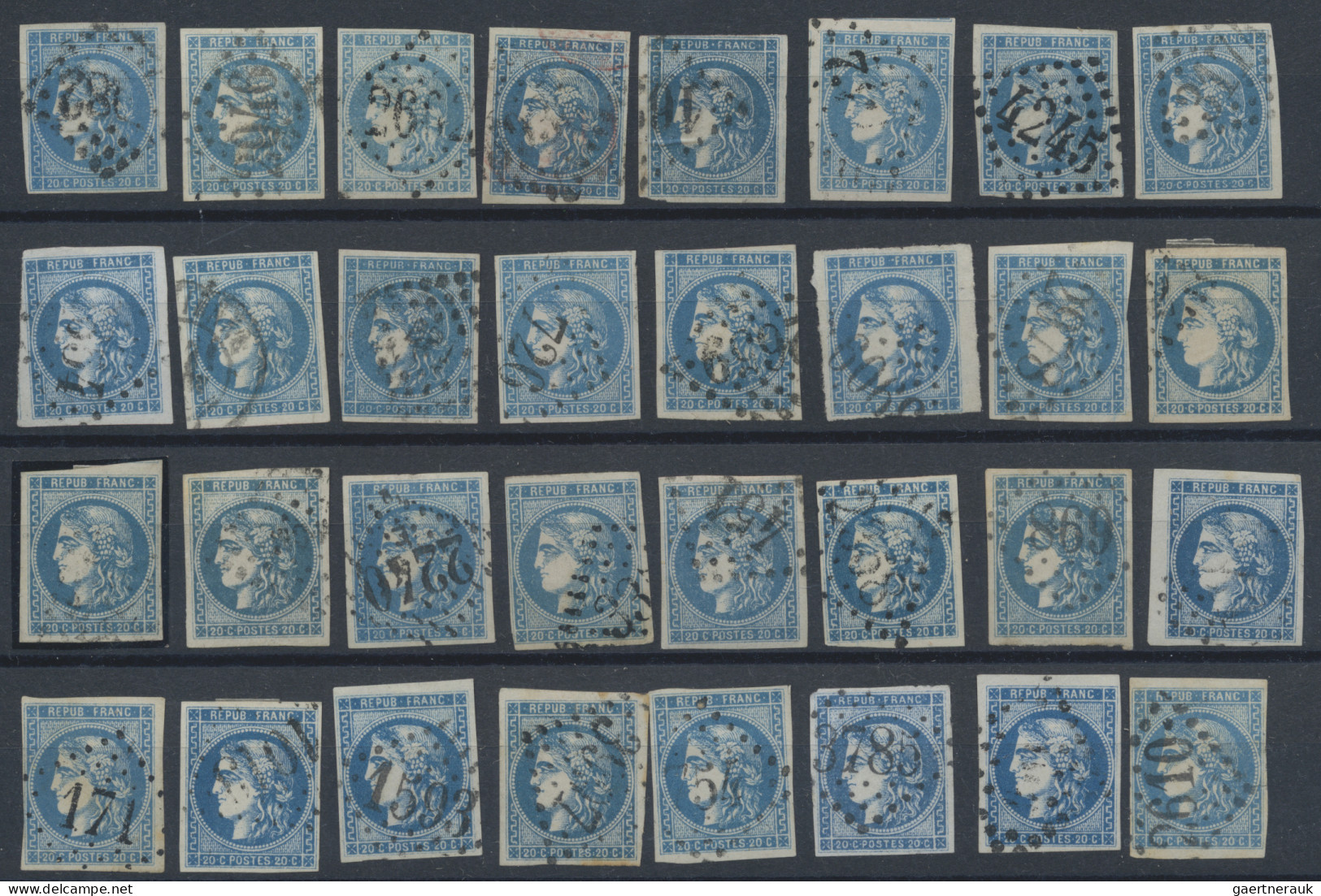 France: 1870/1871, BORDEAUX 20c. blue, specialised assortment/collection of appr