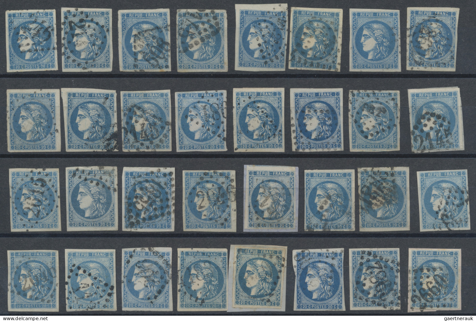 France: 1870/1871, BORDEAUX 20c. blue, specialised assortment/collection of appr