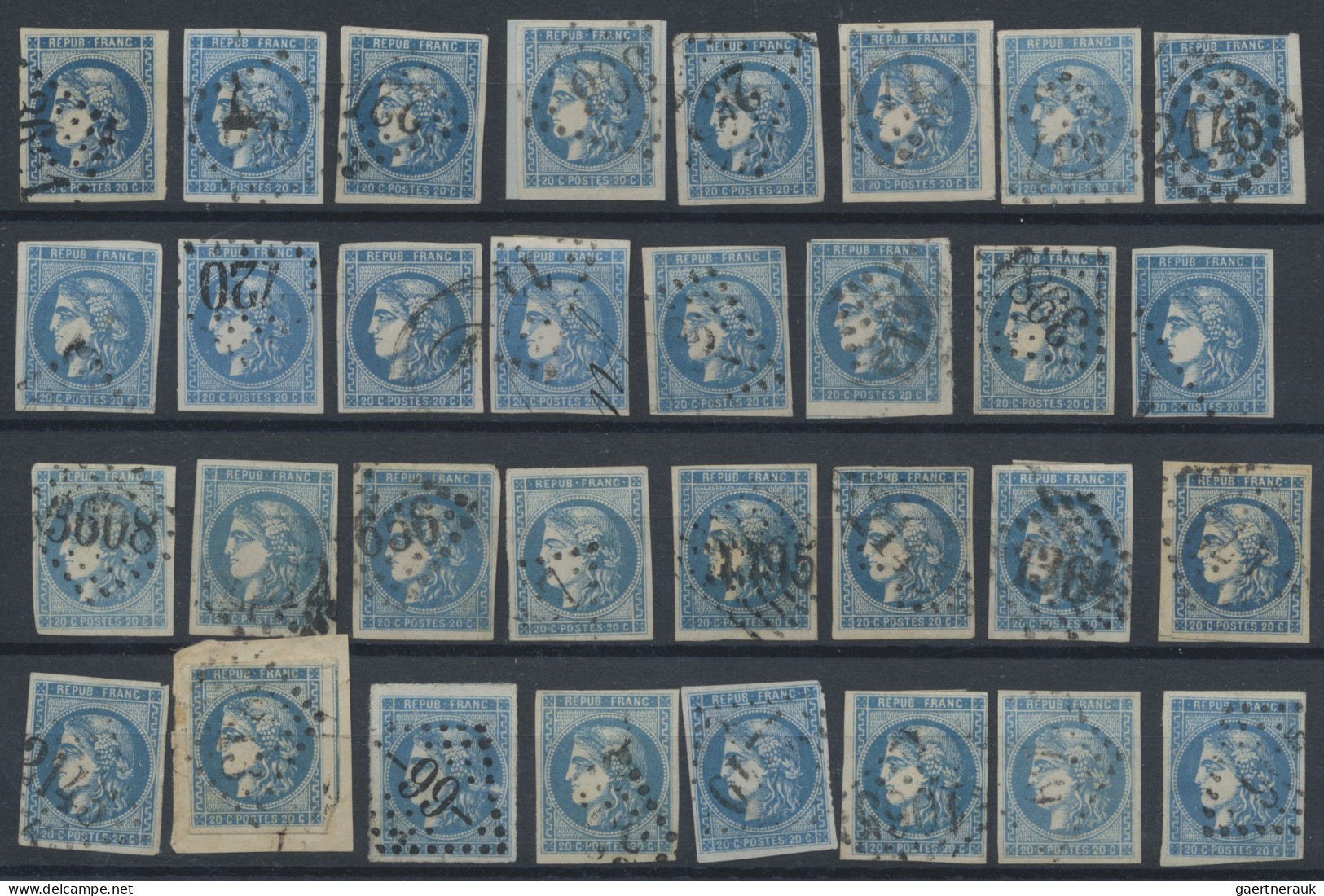 France: 1870/1871, BORDEAUX 20c. blue, specialised assortment/collection of appr